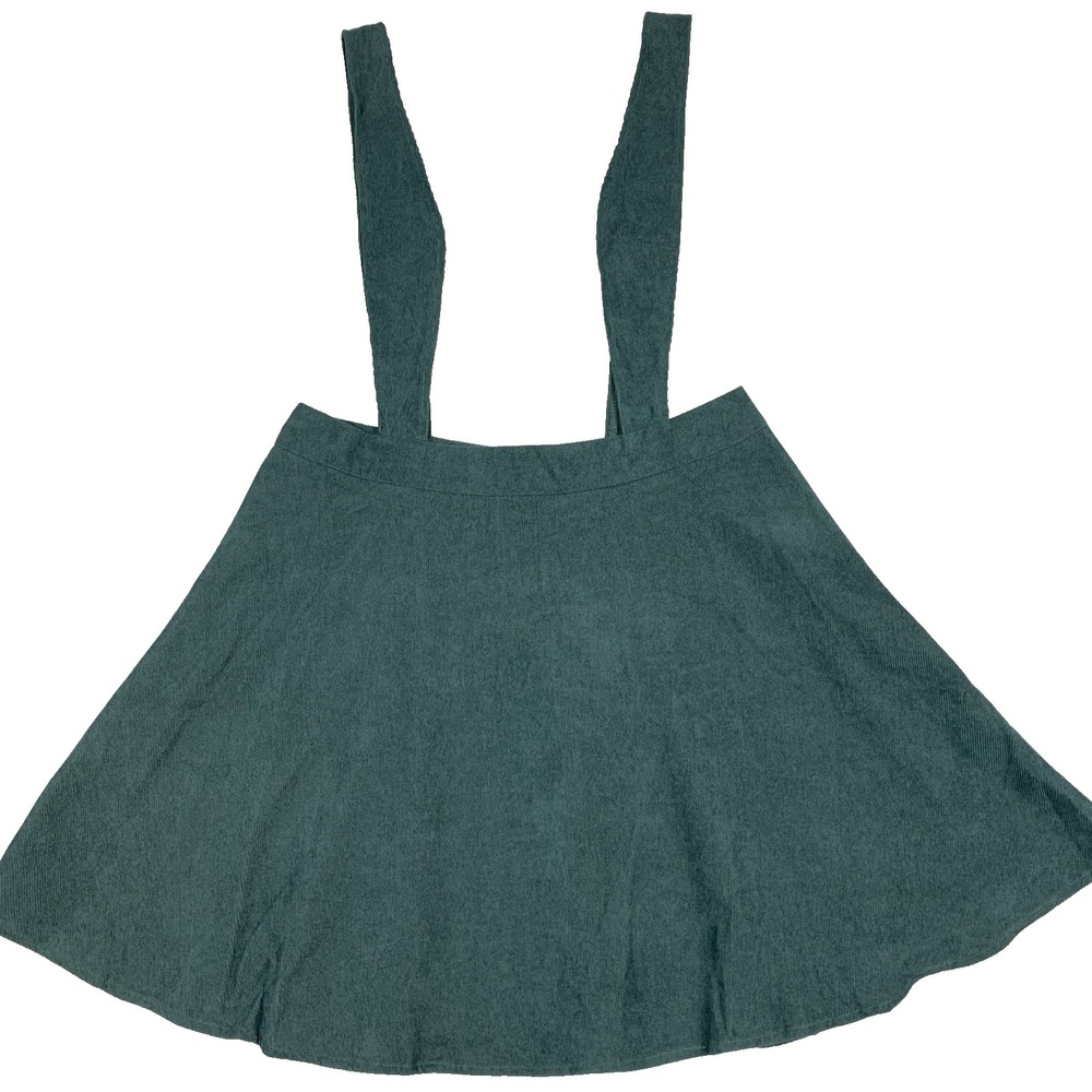 Shein Green Corduroy Mini Suspender Pinafore Dress Zip Up Women’s Large
